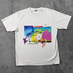 Katsushika Hokusai UT Uniqlo Shirt Mens L Crew Neck White Art Tee Short Sleeve